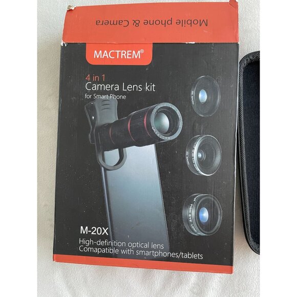 Mactrem 4-In-1 Smartphone Camera Lens Kit With M-20X Telephoto Zoom Lens Tripod - Picture 1 of 4